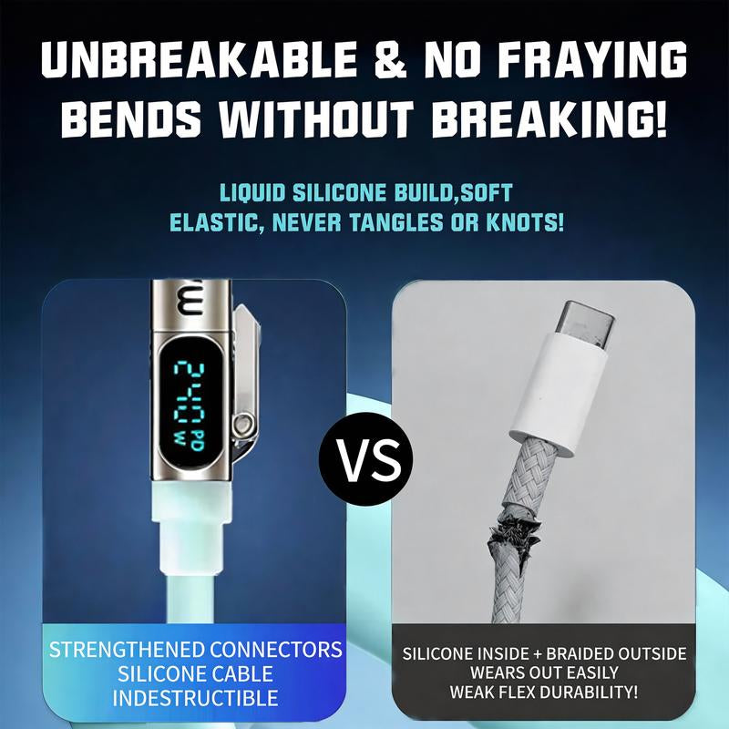 240W 4-In-1 Charging Cable, USB a Type C Lightning, Aluminum Alloy, Liquid Silicone, Durable Charging, Compatible with Iphone 17/16/15, Ipad, Samsung, Laptops