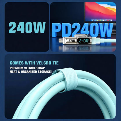 240W 4-In-1 Charging Cable, USB a Type C Lightning, Aluminum Alloy, Liquid Silicone, Durable Charging, Compatible with Iphone 17/16/15, Ipad, Samsung, Laptops