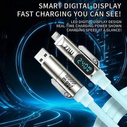 240W 4-In-1 Charging Cable, USB a Type C Lightning, Aluminum Alloy, Liquid Silicone, Durable Charging, Compatible with Iphone 17/16/15, Ipad, Samsung, Laptops