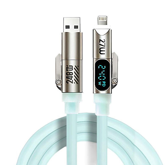 240W 4-In-1 Charging Cable, USB a Type C Lightning, Aluminum Alloy, Liquid Silicone, Durable Charging, Compatible with Iphone 17/16/15, Ipad, Samsung, Laptops